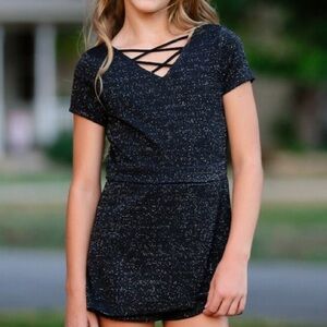 AWESOME Hannah Banana Sara Sara Dressy Black Romper 12 sparkle spring summer